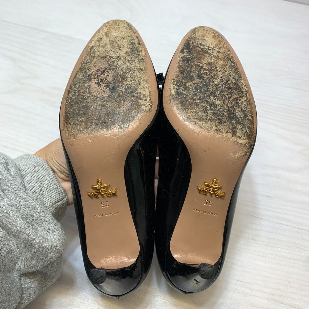 PRADA Milano Womens Size 35 US 5 Bow Pumps Shoes Patent Leather Slip On - Picture 8 of 10